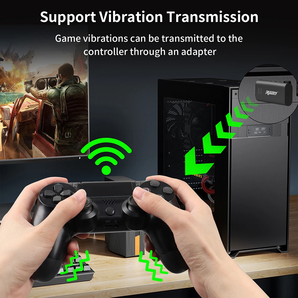 

Controller PC Wireless Adapter USB Receiver BT 5.3 Gamepad Converter Wireless Adapter for Nintend Switch PC PS4 PS5 Controller