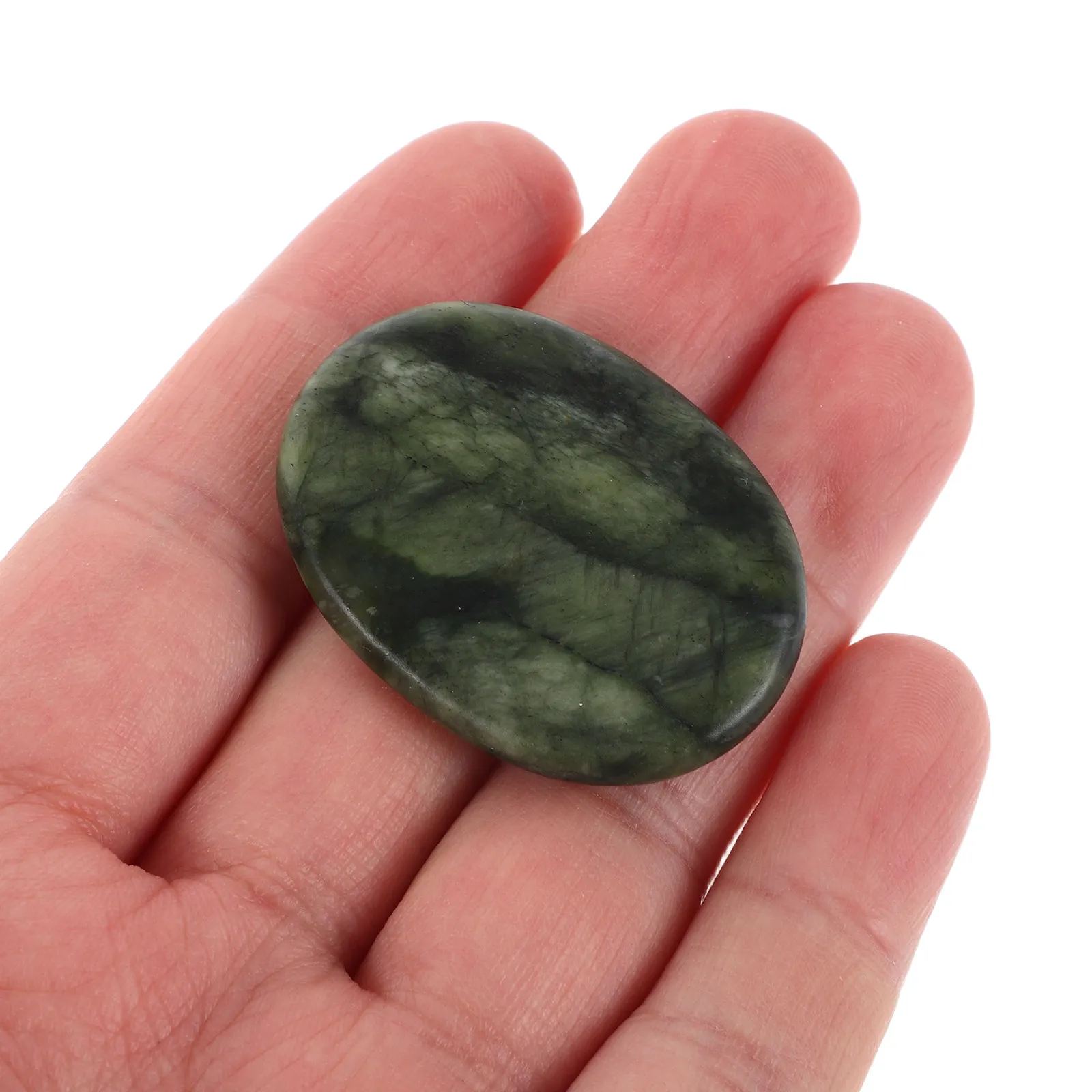 

Набор из 8 натуральных зеленых нефритовых массажных камней: овальные полированные горячие камни для спа-релаксации, балансировки чакр и инструмент для гуаша