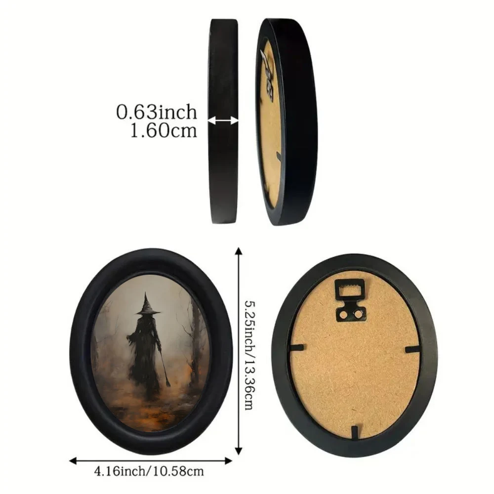 1 Piece of Retro Halloween Witch Decorative Mural - Handmade Oval Wooden Decorative Wall Art (5.25* 4.16inch), Oval Decoration, Halloween, Christmas, Thanksgiving Victorian Room Dark Decoration, Witch Style