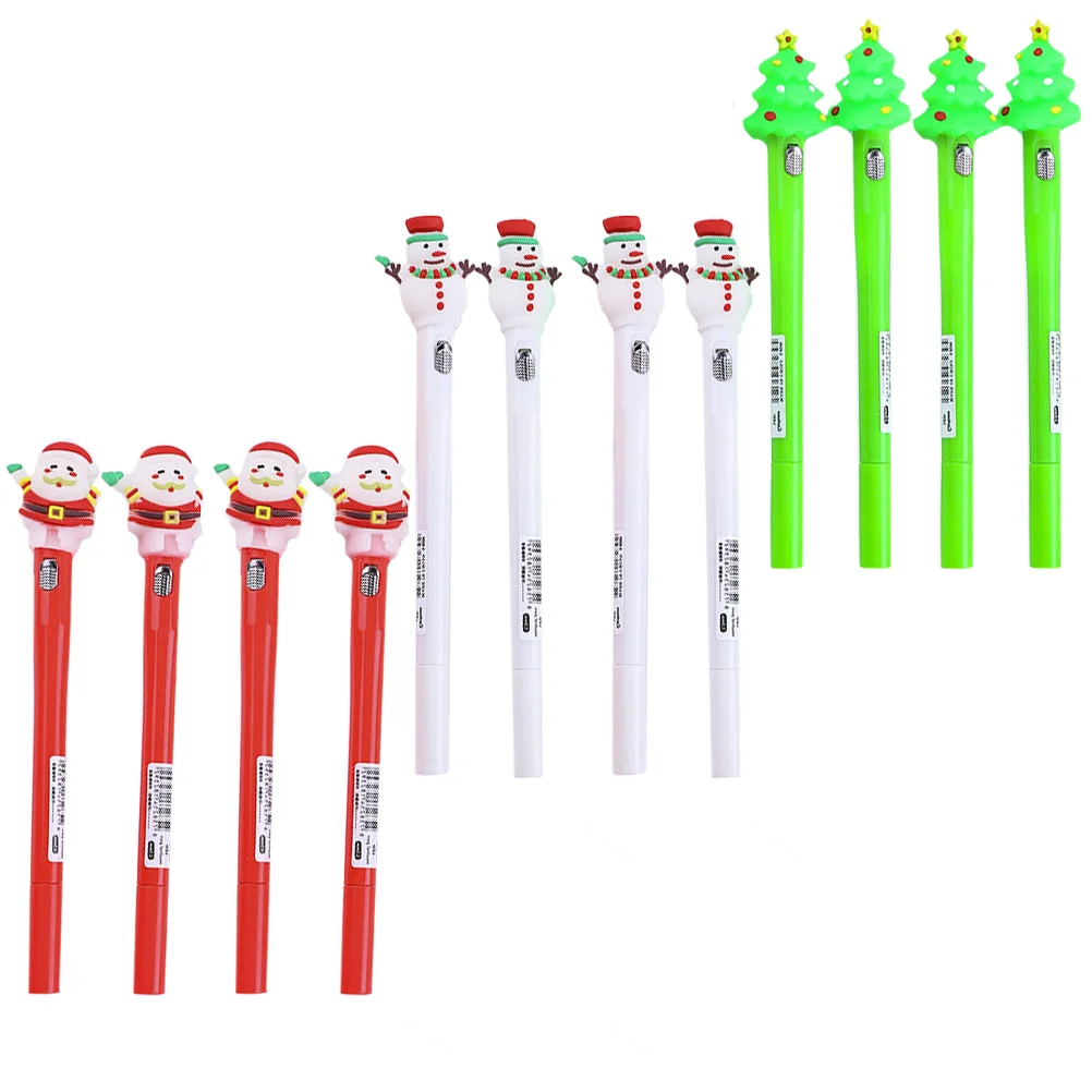 Christmas Glow with Lights 05mm Gel Pen Writing Pens Student Flashing Plastic Supplies