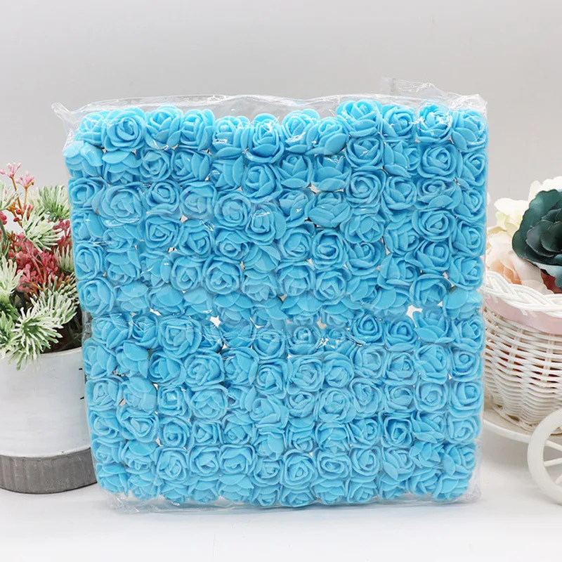 

(144pcs/lot)2CM Multicolor PE Rose Foam Mini artificial silk flowers Bouquet Solid Color/wedding decorative flowers wreaths