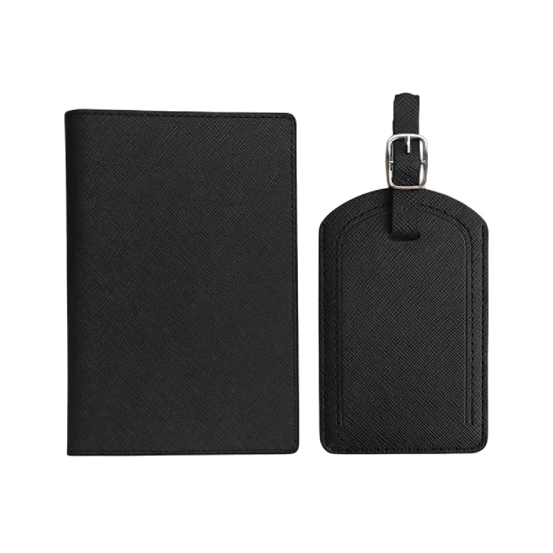 

Passport Cover and Luggage Tag Set, Minimalist Style PU Leather Passport Holder Protector Cover Credit Card Holder Wallet