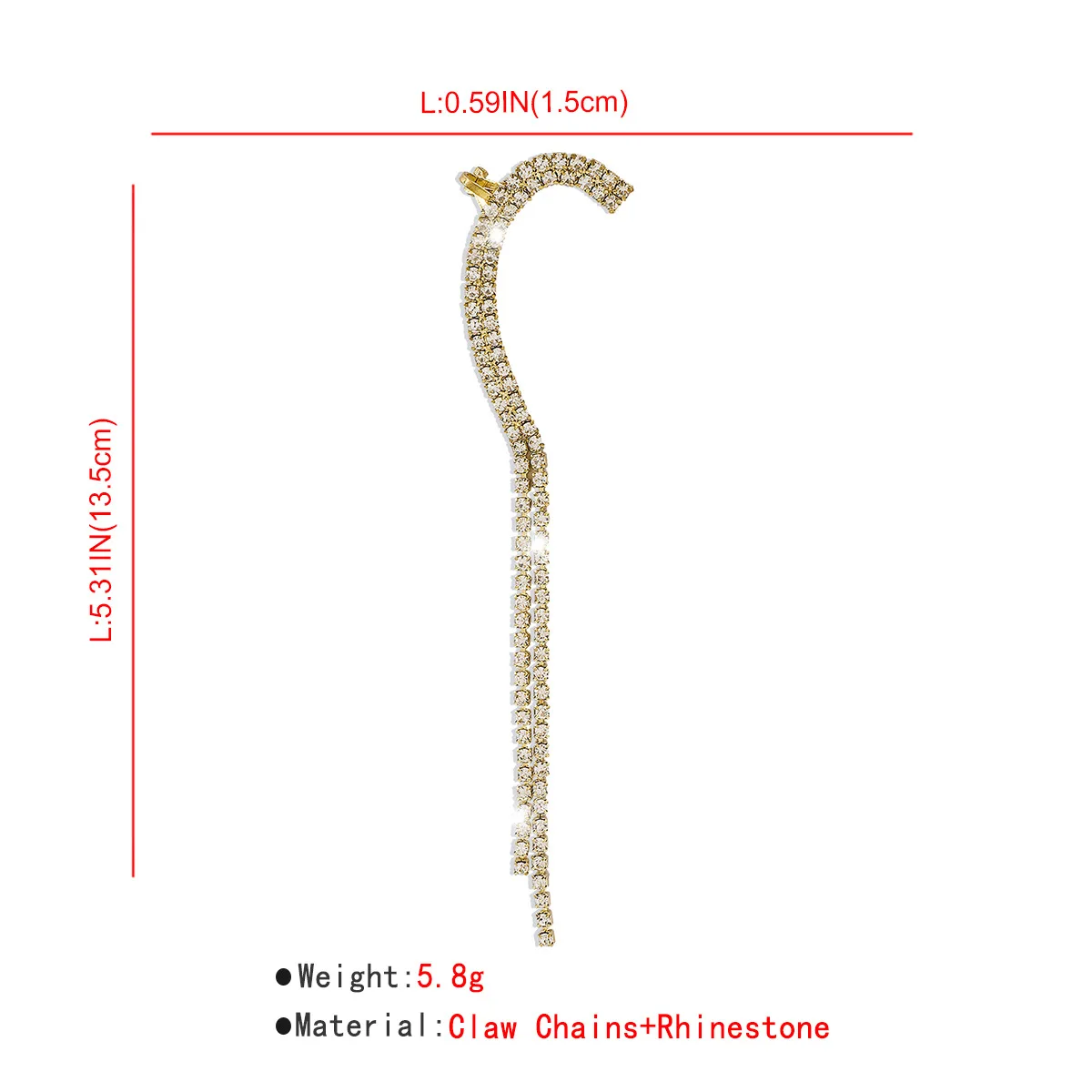 1PC Clips Tassel Long Earrings for Women Ear Clips Without Piercing Sparkling Zirconia Ear Cuff Fashion Jewelry