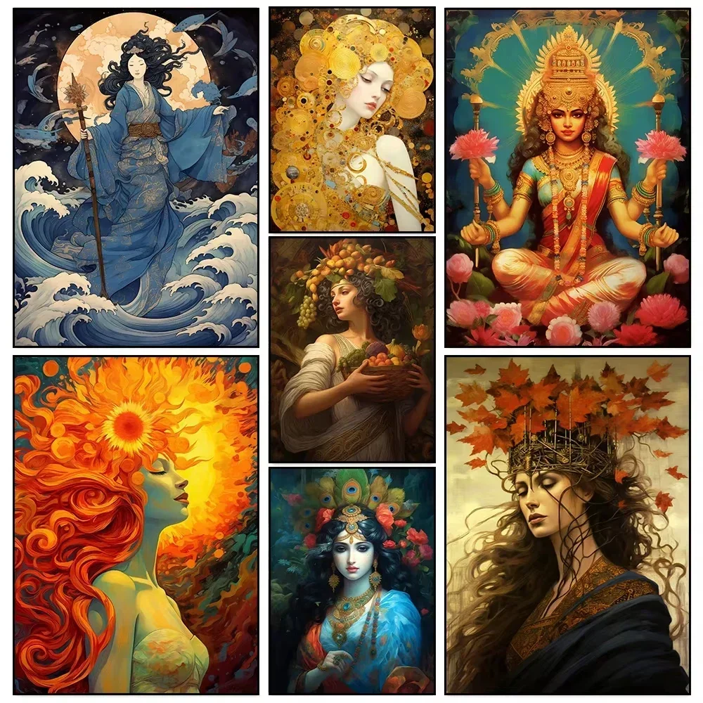 DMythological Goddess Diamond Painting, Divine Feminine with Cultural Deities Handmade Exquisite Creative Gift Home Decoration
