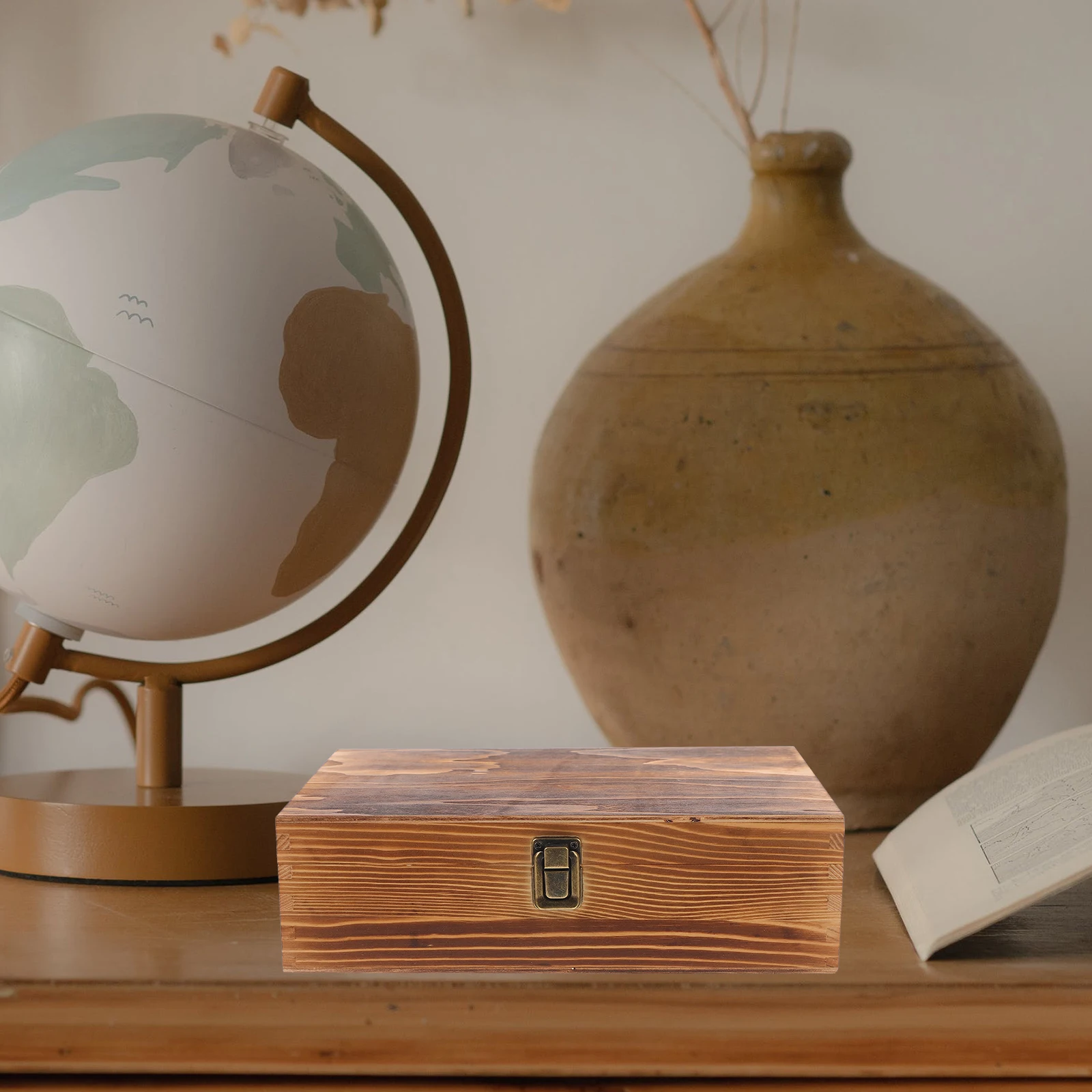 

Wooden Burnt Small Storage Box for Jewelry Earrings Ring Toy Organizer Simple Design Multi Functional Wooden Iron Material