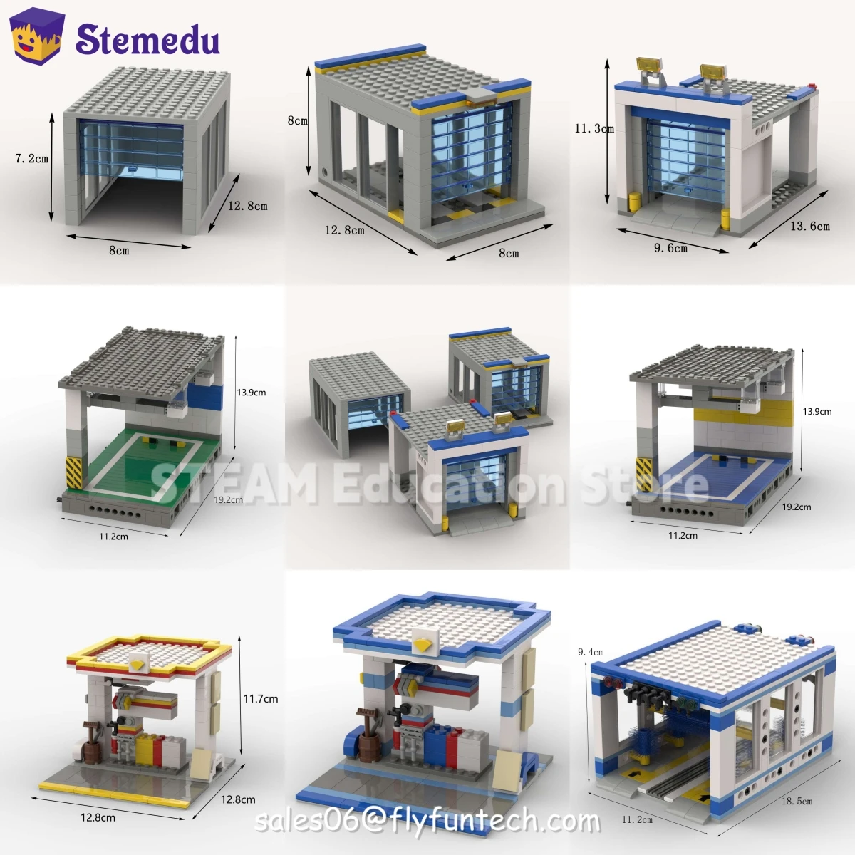 

MOC Gas Station Car Wash Parking Garage Model Family Garage Glass Roller Door Car Scene Barn Building Blocks Parts DIY Bricks