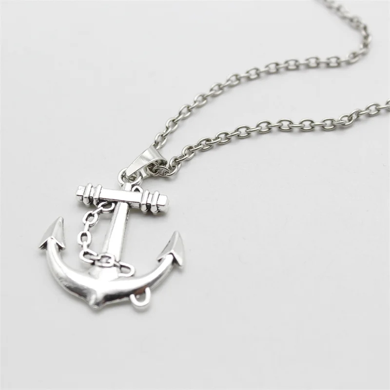 Men and Women Stainless Steel Sailor Anchor Pendant Chain Necklace Personality Metal Alloy Fashion Retro Jewelry Gift