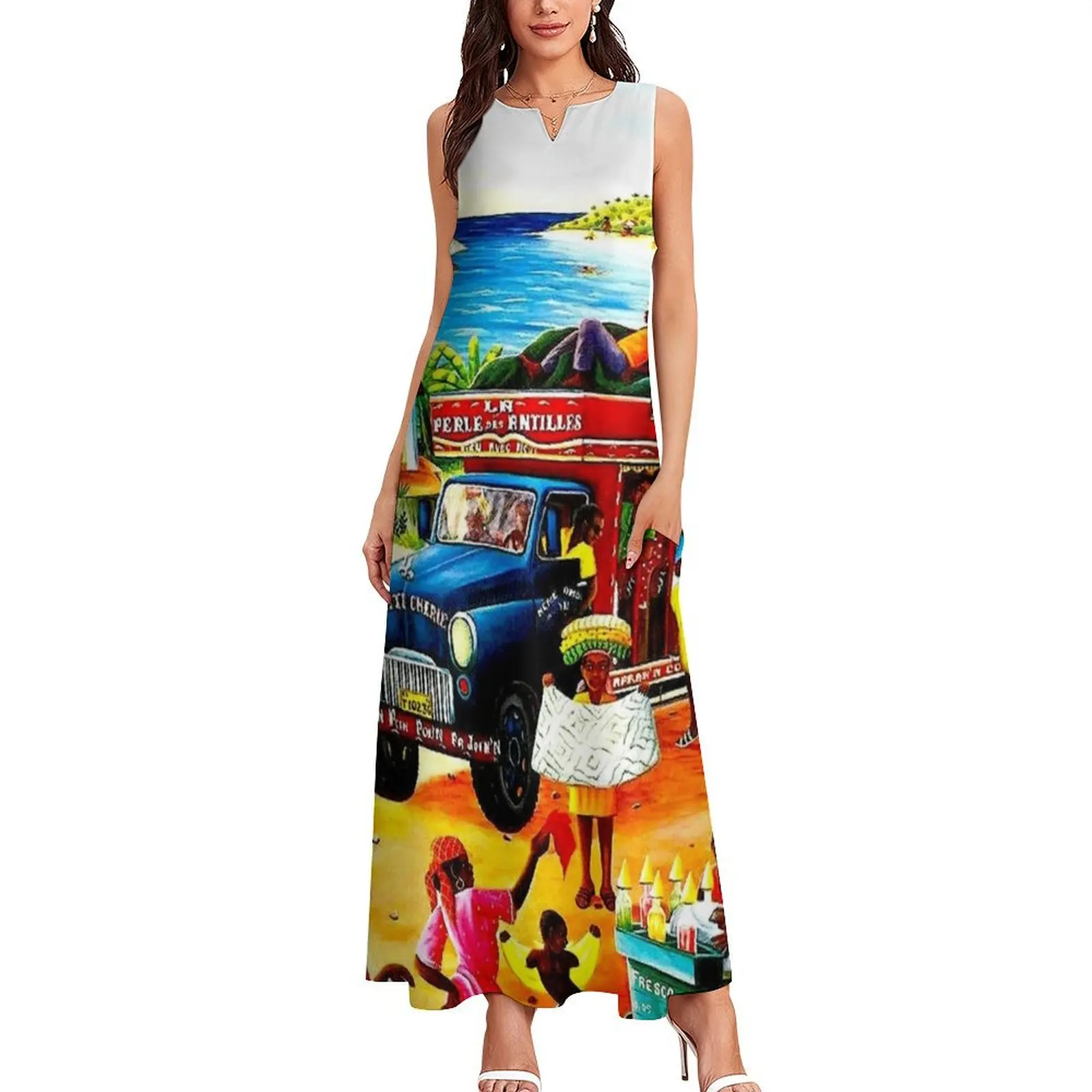 HAITI : Vintage Travel and Tourism Advertising Print Long Dress Long dresses party dresses women