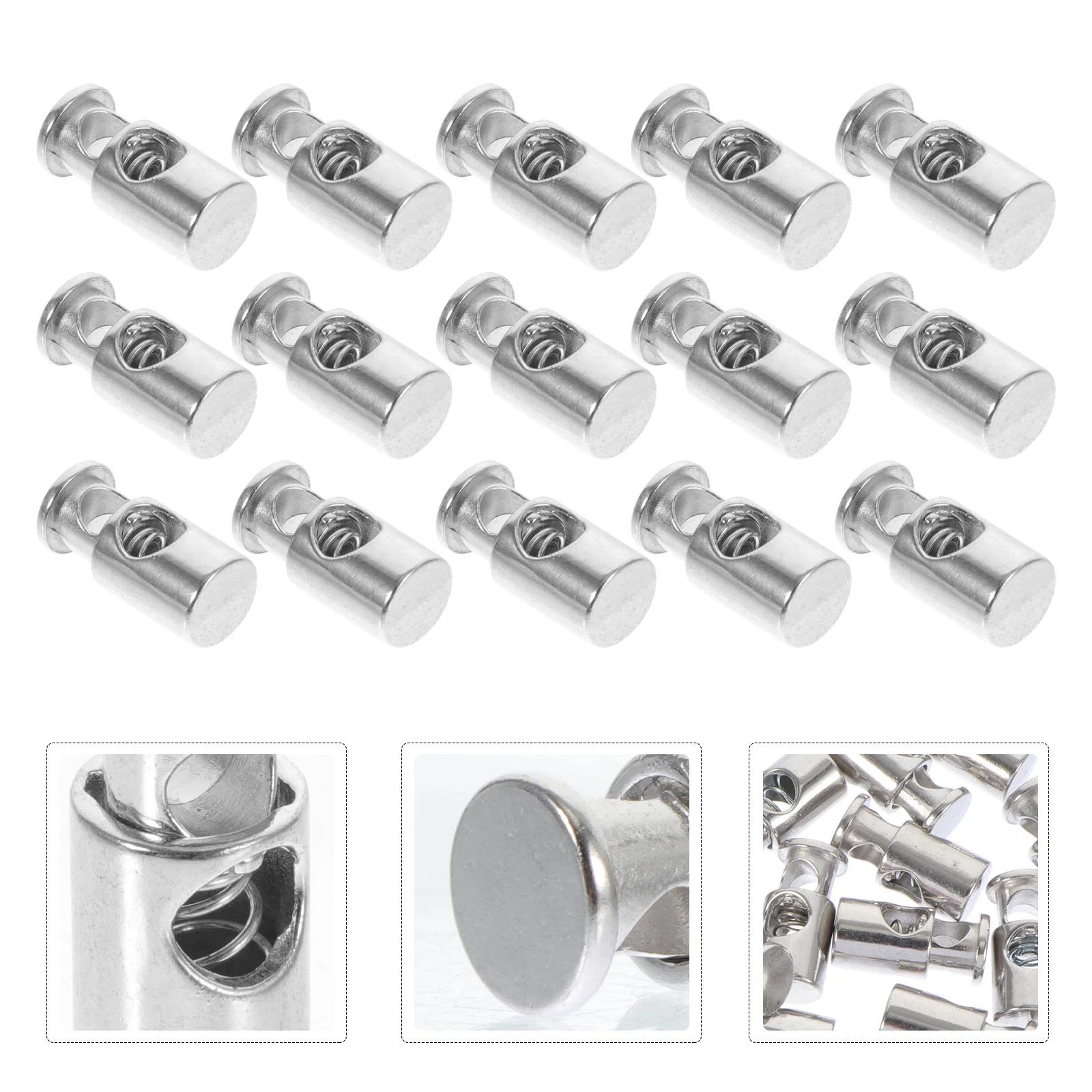 

30 Pcs Rope Buckle Knit Keeper Cord Buttons Webbing Strap Steel Cable Clamp Fasteners for Metal Spring Buckles Lock