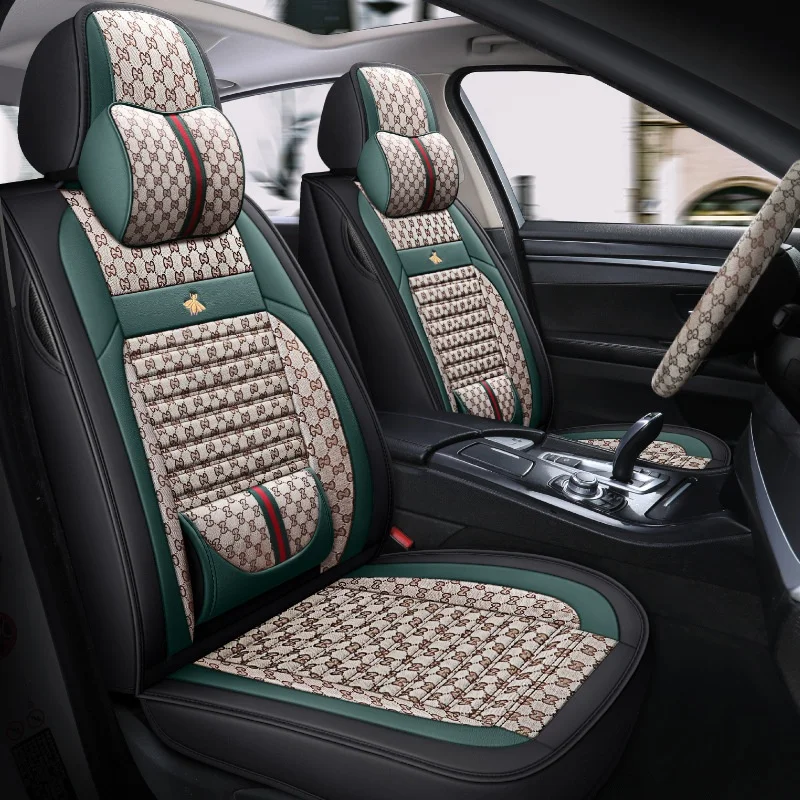 Fashion Design Full Set Universal Waterproof Car Seat Cover Well Fit 5 seats Auto SUV Sedan Pickup for Guccii Material