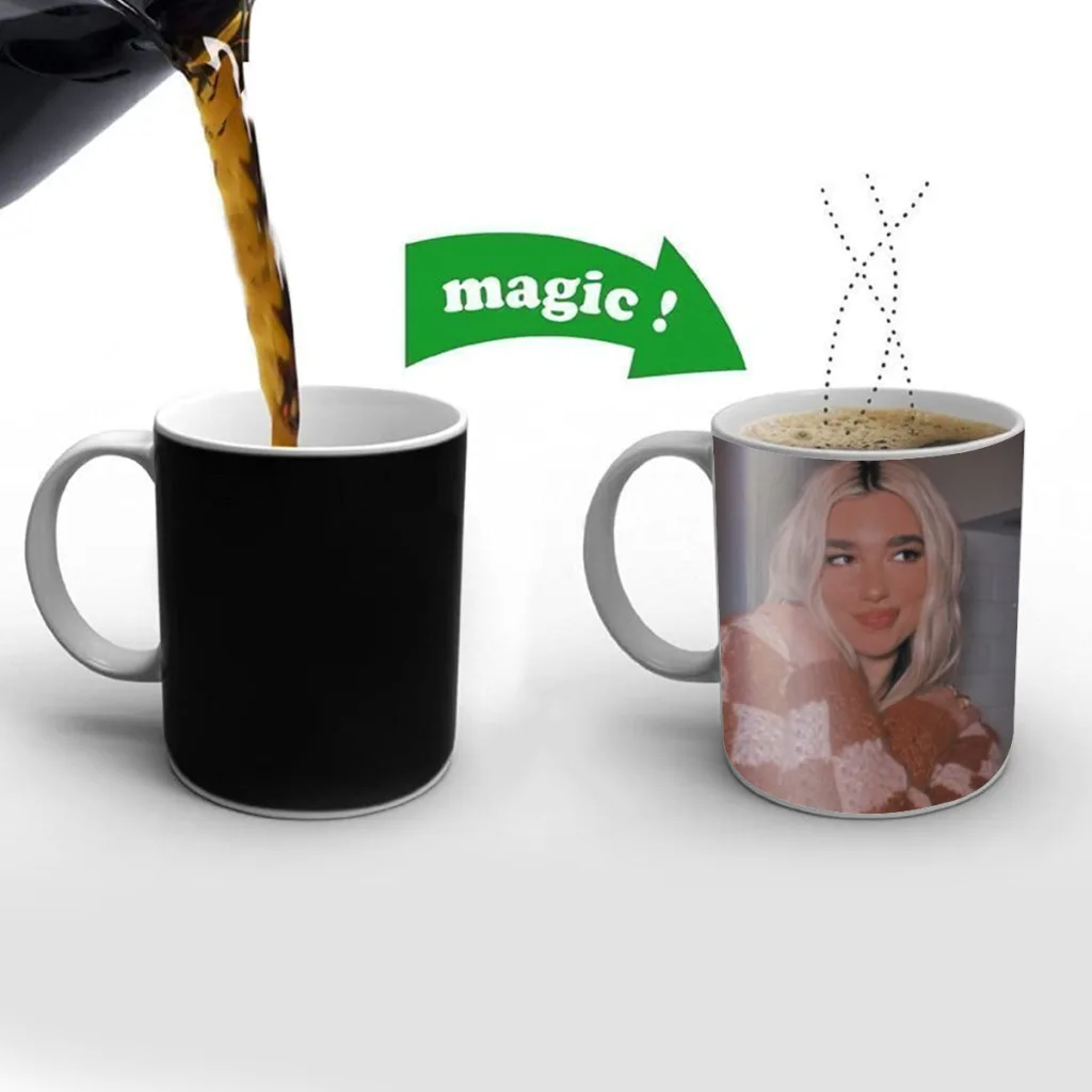 

Singer D-Dua Lipas Free shipping Mug Changing Color Ceramic Coffee Mugs Magic Tea Cup Best Gift