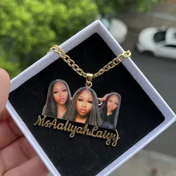 DUOYING Custom Baby Girl Photo Necklace Thicker Chain Colorful Character Pendant Necklace Stainless Steel Jewelry Gift