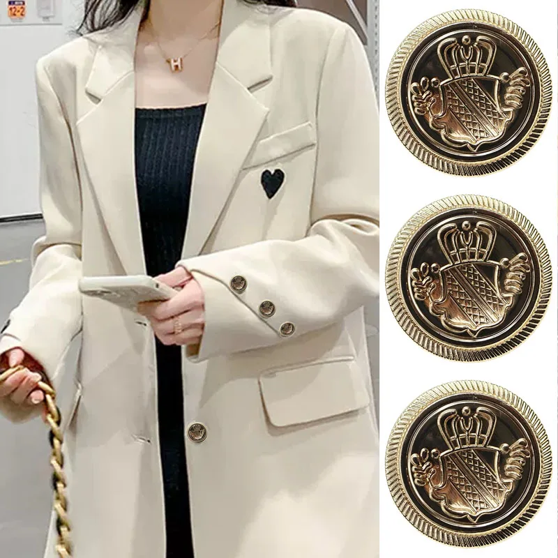 Металлическая пуговица для рубашки и одежды, коронный щиток, академический стиль, мода, 10 шт./партия, 15 мм, 20 мм, 25 мм