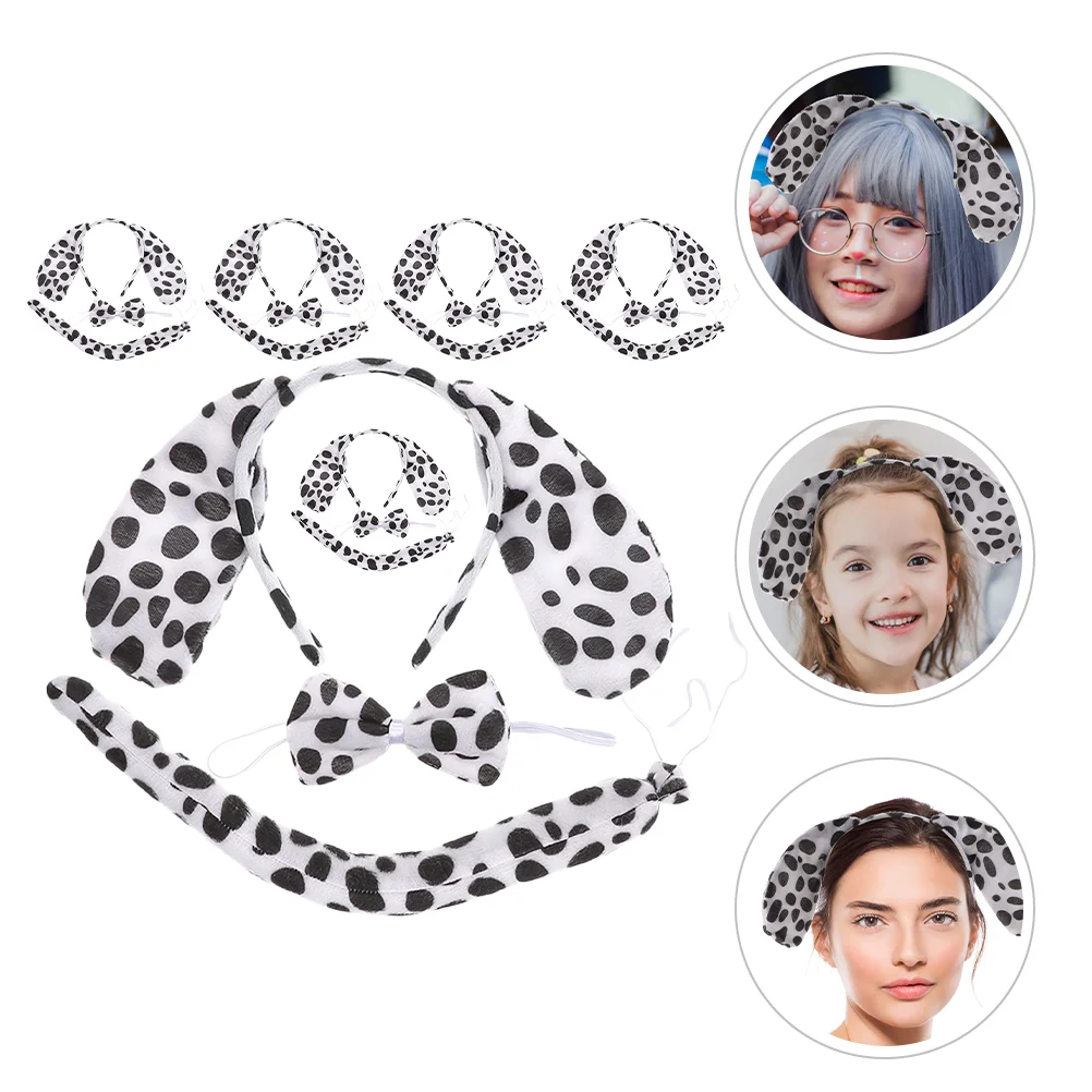 6 Sets Cosplay Kids Costume Accessories Plush Ears Headband Dog Tail Animal Bow Tie Decorative