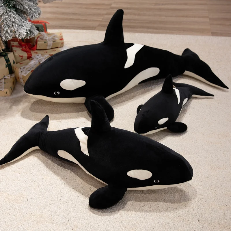 Big Size Orca Killer Whale Plush Toy Soft Fluffy Stuffed Ocean Animal Doll Hugging Orca Plushie Pillow Sofa Bed Home Decor Gifts