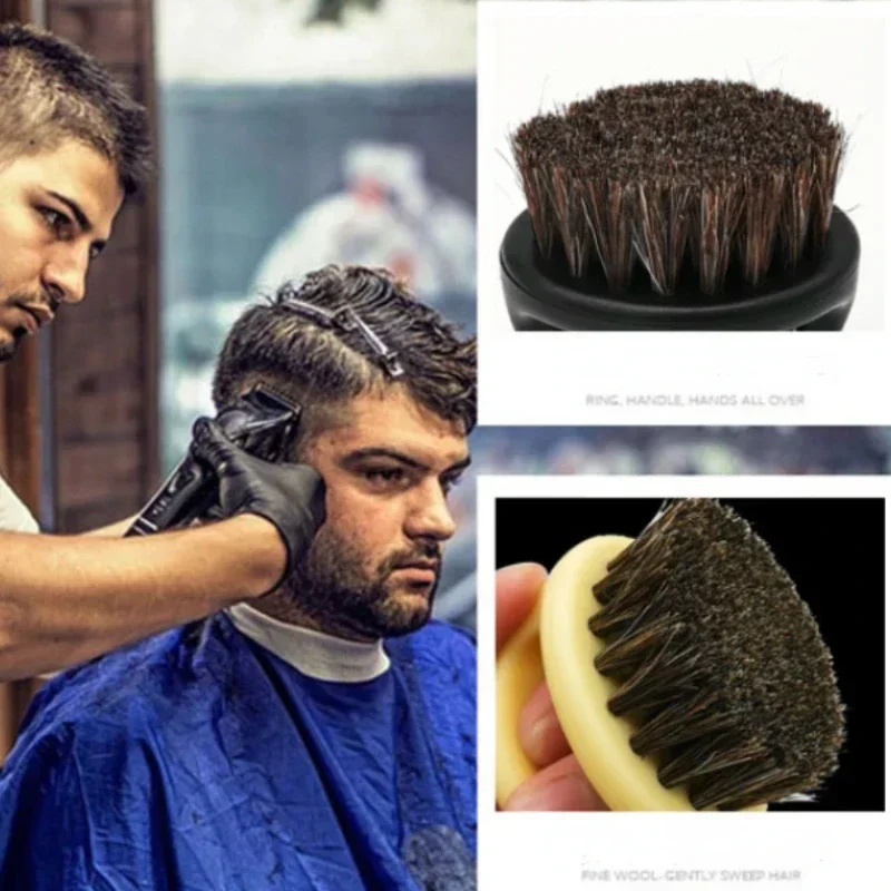 Fur Hair Beard Brush For Men Wild Boar Barber Salon Facial Cleaning Shave Tools Razor Brush With Handle Hair Styling Accessory