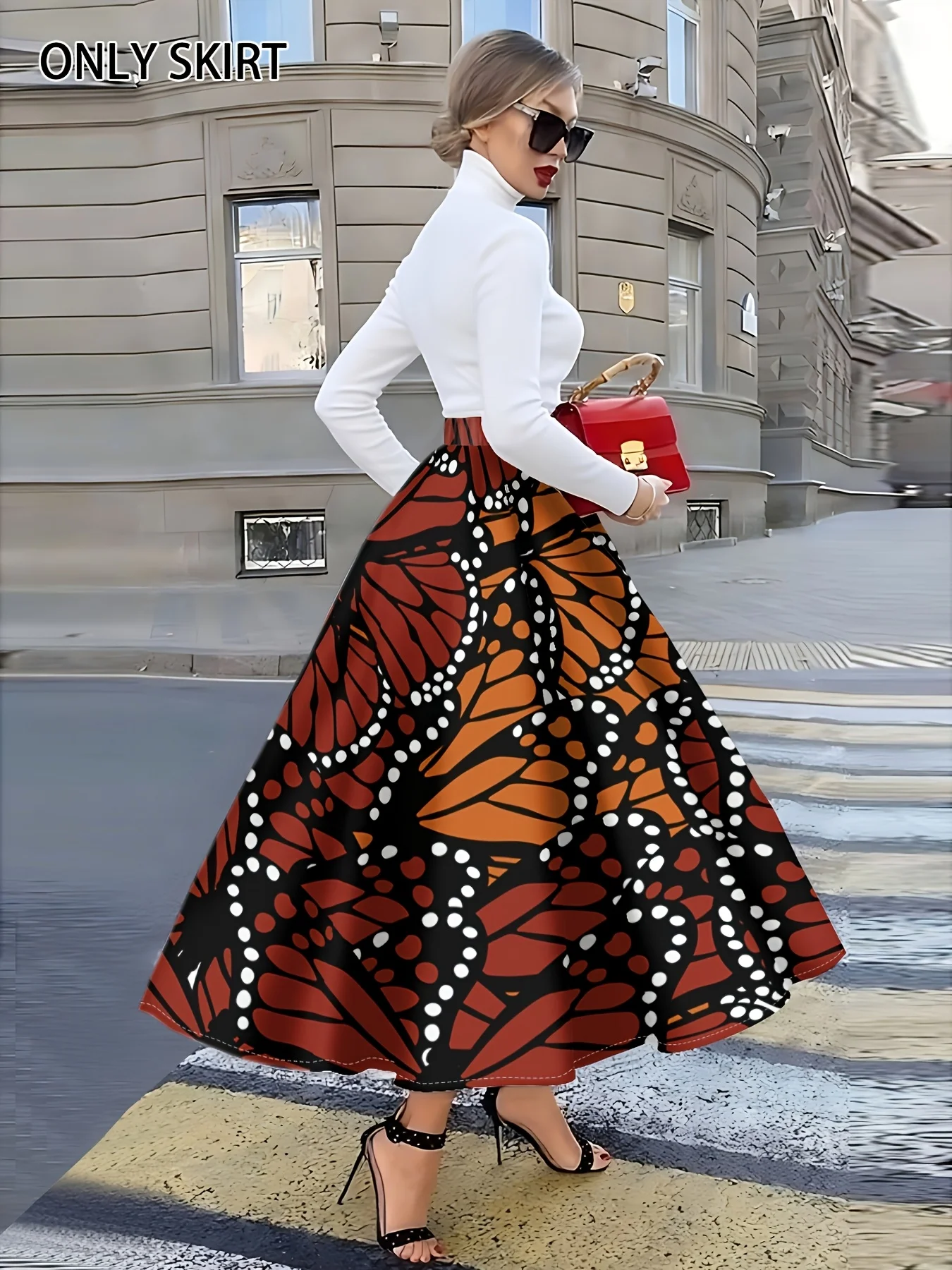 Printed Design Vacation style butterfly wing printed skirt