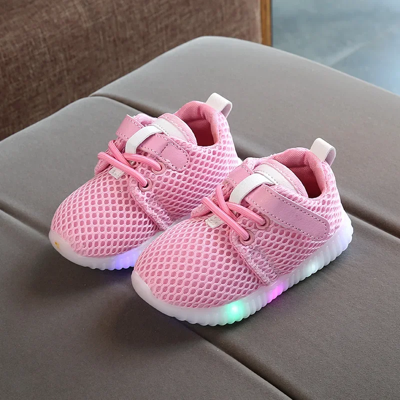 Zapatillas 통기성 LED 메쉬 캐주얼 운동화, 빛나는 테니스 스포츠 신발, 남아 및 여아용, 2023 봄 신상