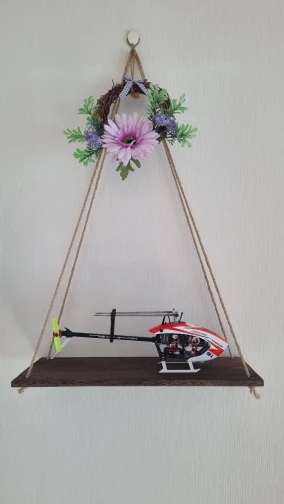 1PC Wooden Swing Hanging Hemp Rope Wall Shelve Mounted Floating Home Living Room Plant Flower Pot Tray Storage Garden Decoration photo review
