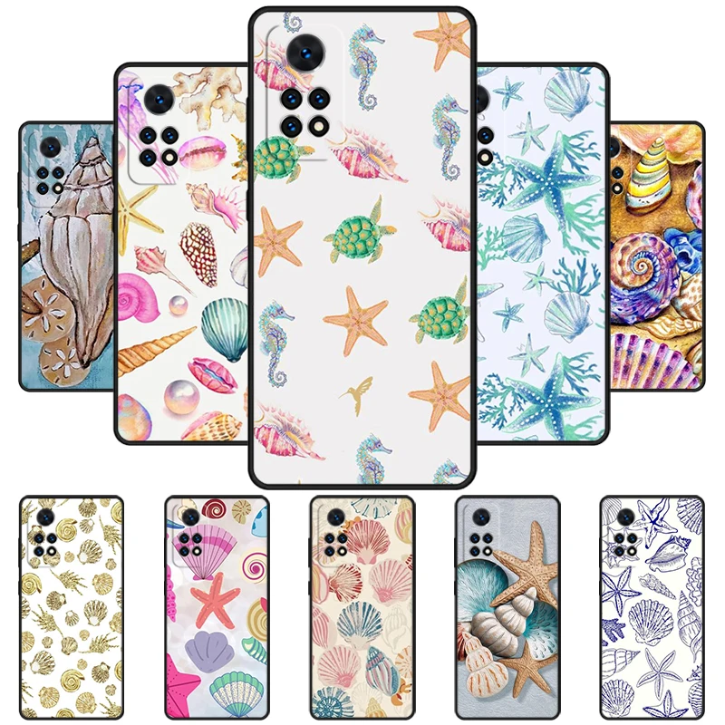 Seashell Shell Sea Art Phone Case For Redmi Note 11 EPro 11S 10T 9S Promax 8 Pro Xiaomi Mi 11 12X 12S Ultra Cover