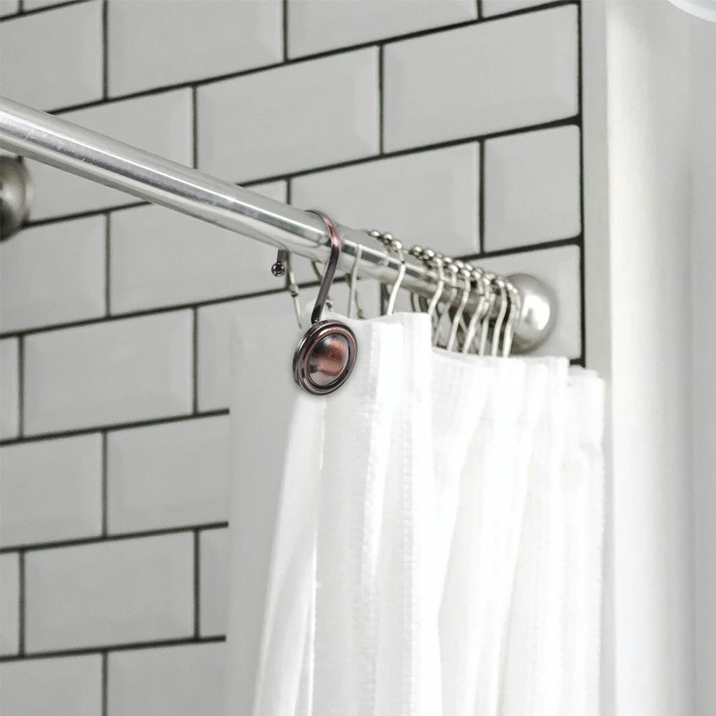 

24Pcs Decorative Iron Shower Curtain Hooks Rustic Vintage Bathroom Curtain Rod Rings Farmhouse Shower Accessories