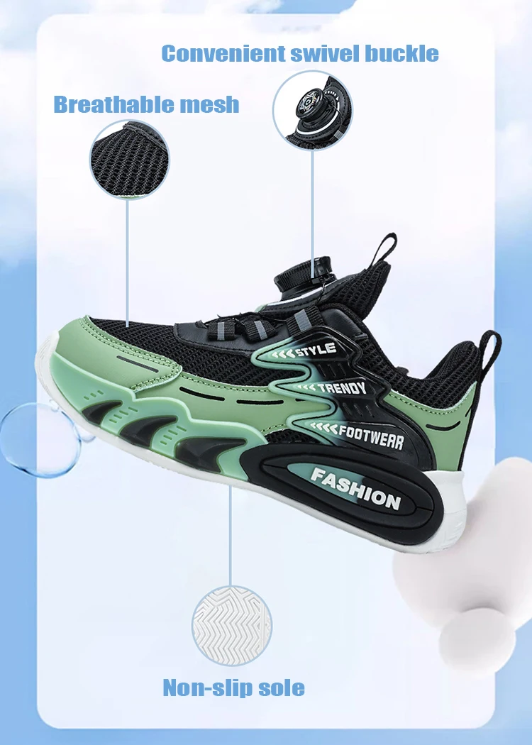 Leichte, atmungsaktive Kinder-Freizeitschuhe für Jungen im Alter von 5–16 Jahren, Sport, Laufen, rutschfest, bequem, flach, für den Außenbereich – Detail 10