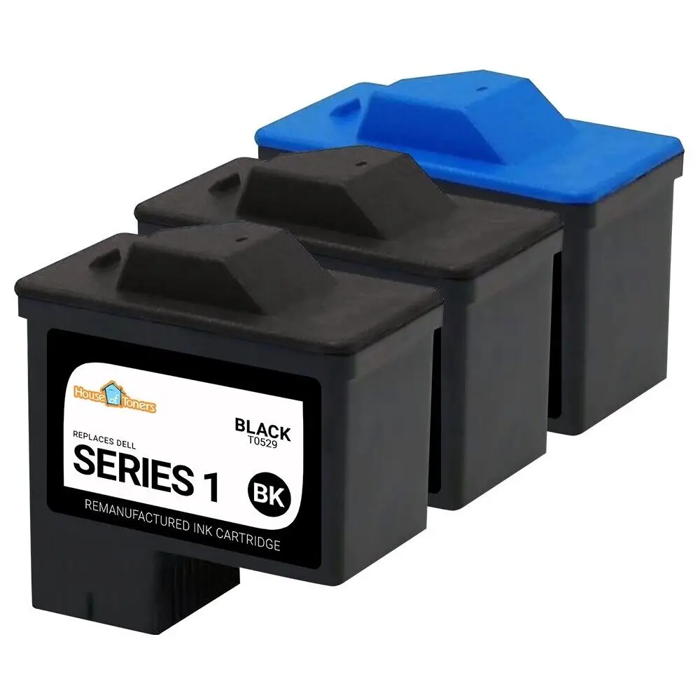 Paquete de 3 cartuchos de tinta para Dell Series 1, Color negro, Combo T0529 T0530