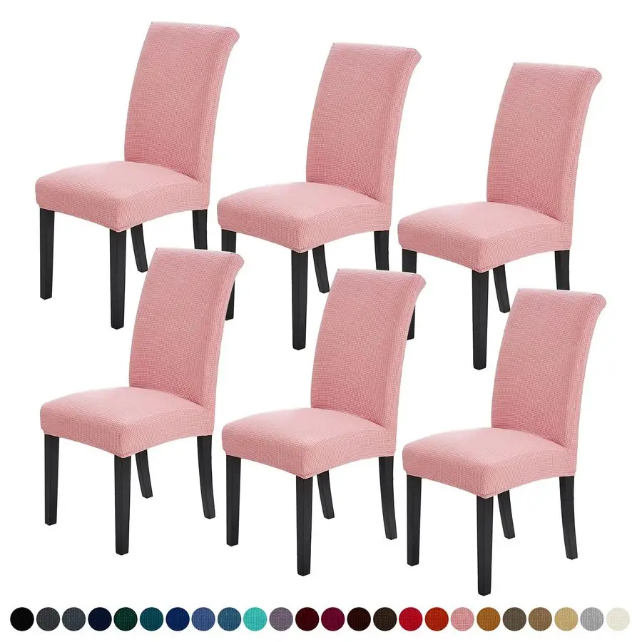 

Chair Covers for Dining Room Set of 6,Dining Chair Slipcovers Stretch Dining Room Chair Covers Seat Protector,Washable Parsons C