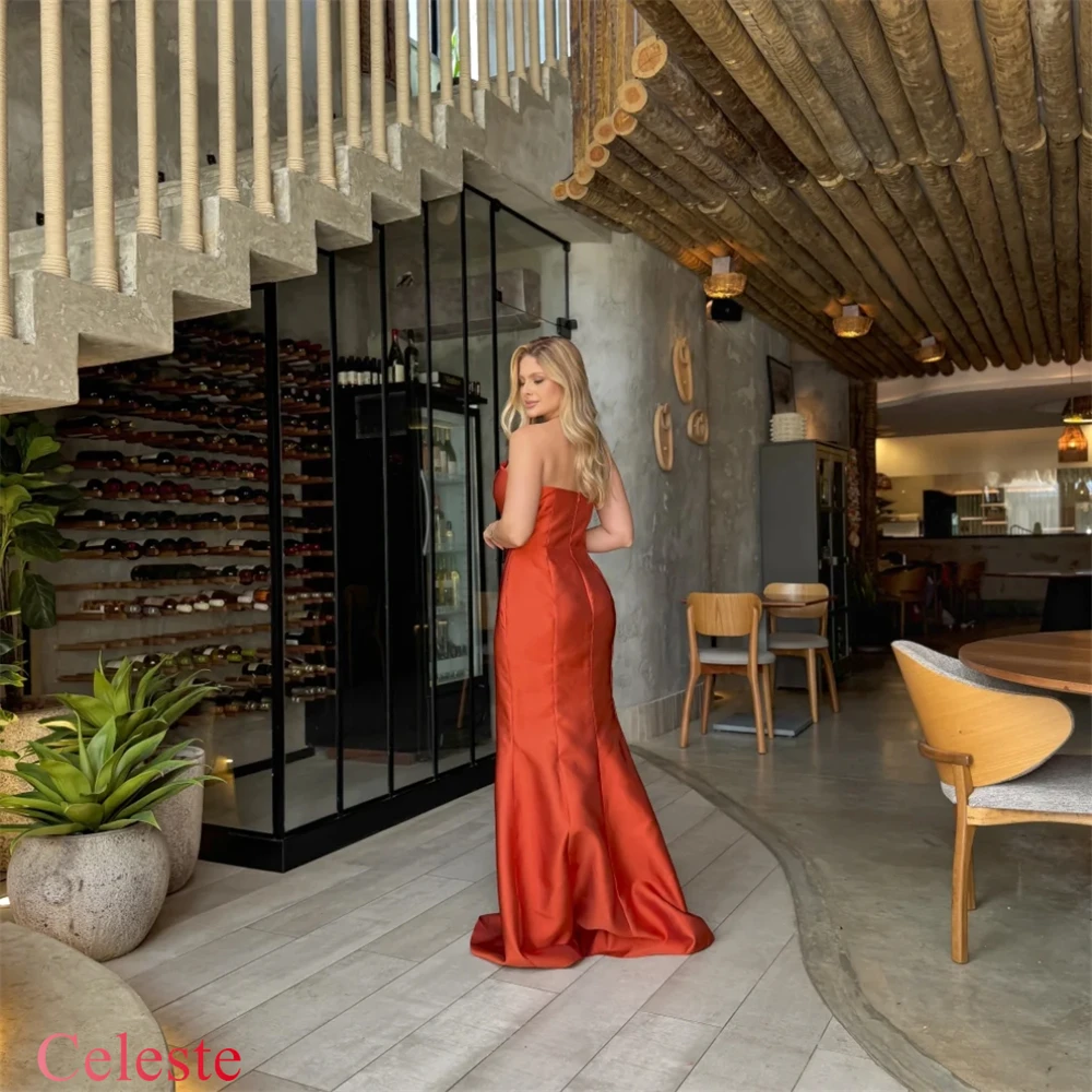 فستان سهرة بسيط من الساتان بتصميم حورية البحر مخصص أنيق بدون حمالات بدون أكمام لحفلات العودة للوطن، فساتين مناسبة خاصة #4