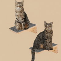 2 Pcs Wall Mounted Cat Floating Steps Durable Wood Ideal for Cat Climbing Jumping Easy Installation Space-Saving Design