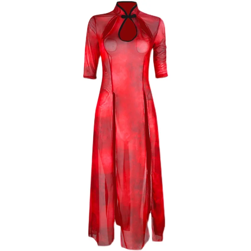 2023 Jazz Dance Costumes For Women Red Outfits Chinese Style Hip Hop Dance Performance Rave Clothes Stage Festival Wear DQS12716