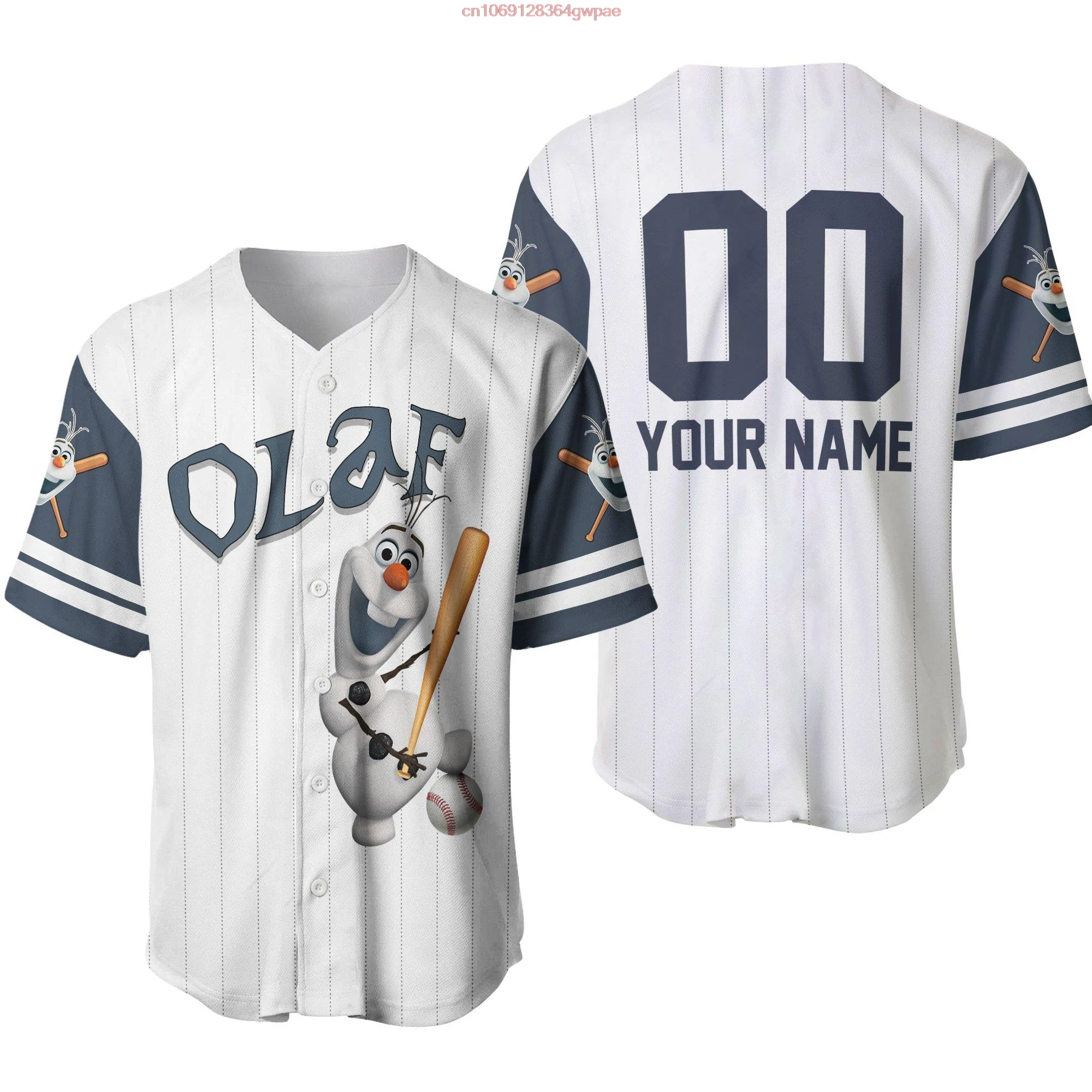 Olaf Frozen Baseball Jersey Men's Women's Short Sleeve Jersey Custom Name Disney Baseball Jersey Casual Sports Baseball Shirt