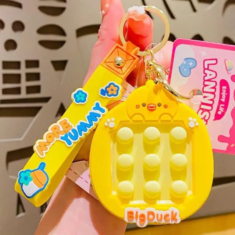 Cartoon Stress Relief Pinch Key Ring, Squeeze Brinquedos, Chaveiros Pingente, Charme para Saco, Mochila