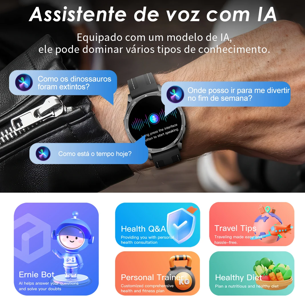 ساعة ذكية AURAFIT NEXA 4: AMOLED مقاس 1.43 بوصة، 100+ Modos Esportivos، شاشة FC/SpO2/Sono، IP68، لـ Android iOS Strava