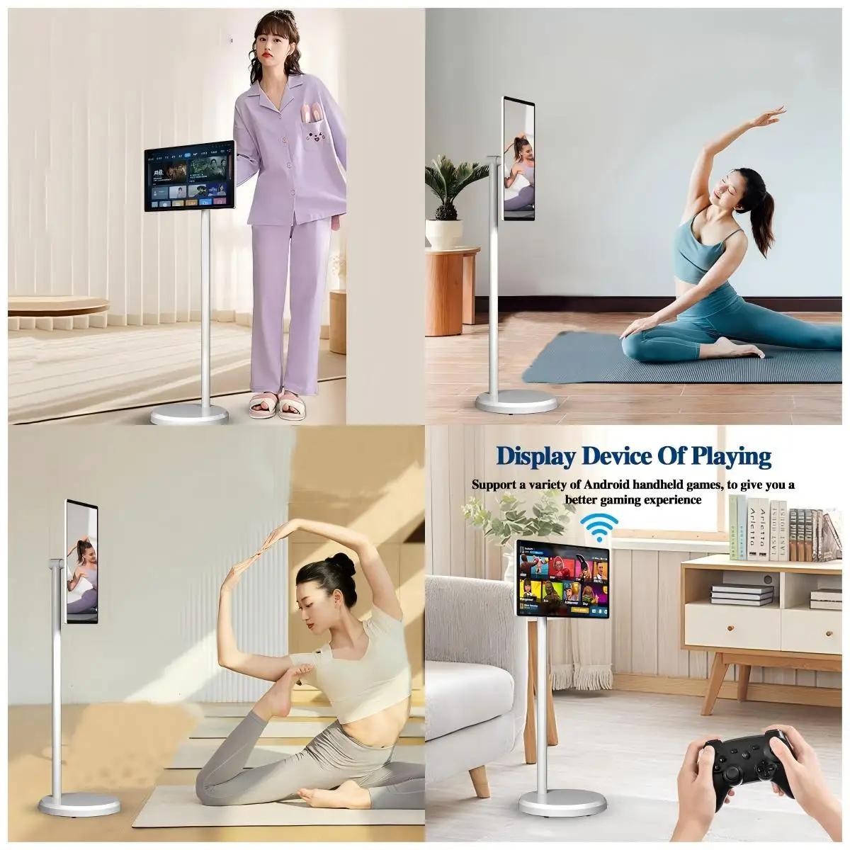 تلفزيون ذكي متحرك 4K LCD يعمل بنظام أندرويد مقاس 21.5 بوصة، تلفزيون محمول ذكي، دوران شاشة تعمل باللمس، تلفزيون ذكي على عجلة #6