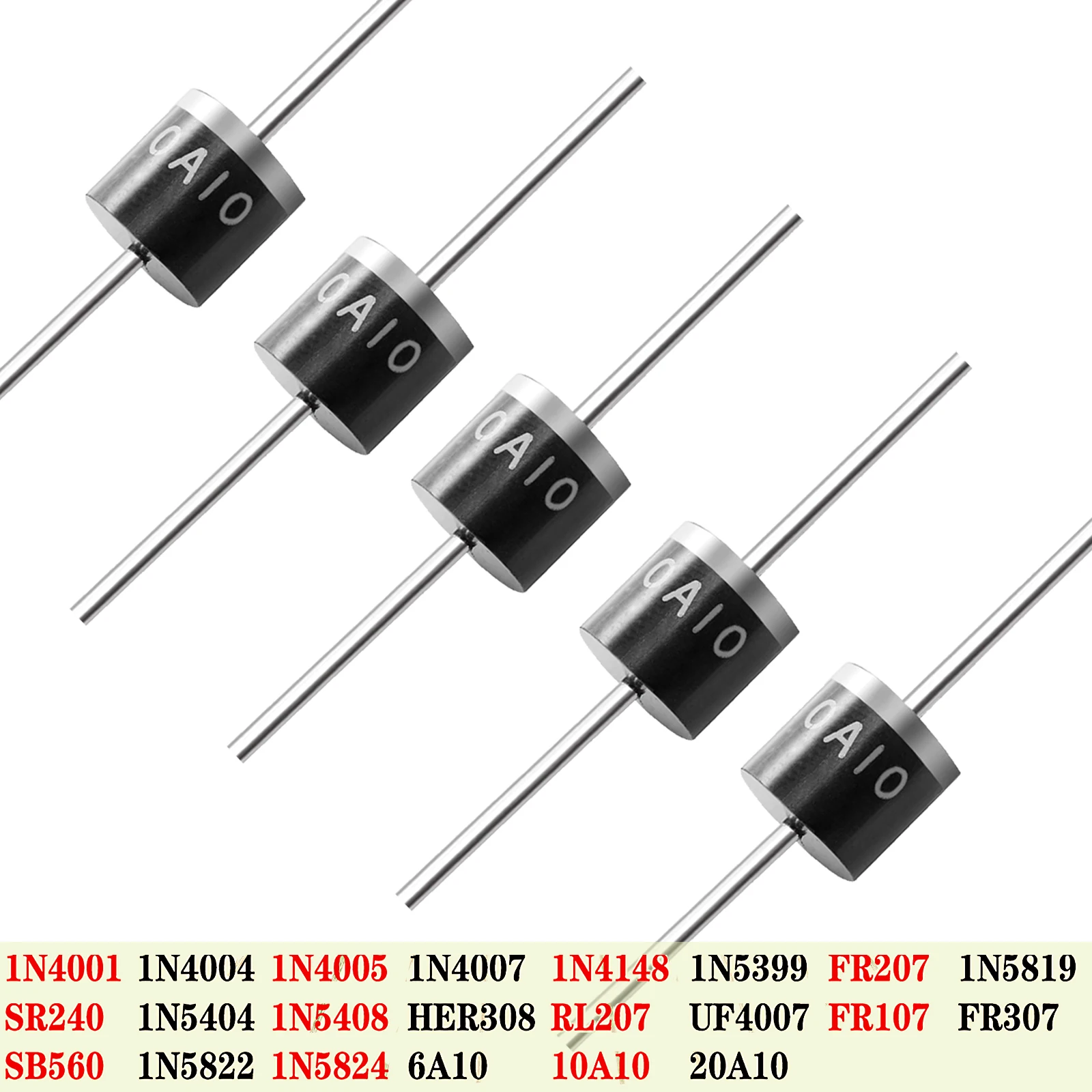 Takefast Rectifier Diode High Quality 1N4007 1N4001 1N5408 1N5819 1N5822 FR107 SR240 SR5100 RL207 UF4007 6A10 10A10 20A10