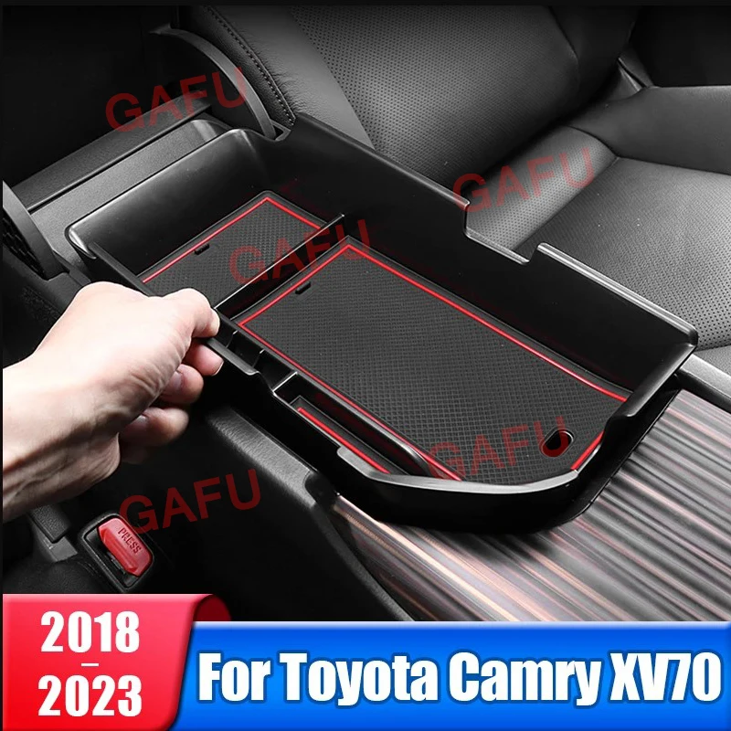 

Car Central Armrest Storage Box Organizer Tray Case For Toyota Camry 70 XV70 2018-2022 2023 Hybrid Protective Accessories