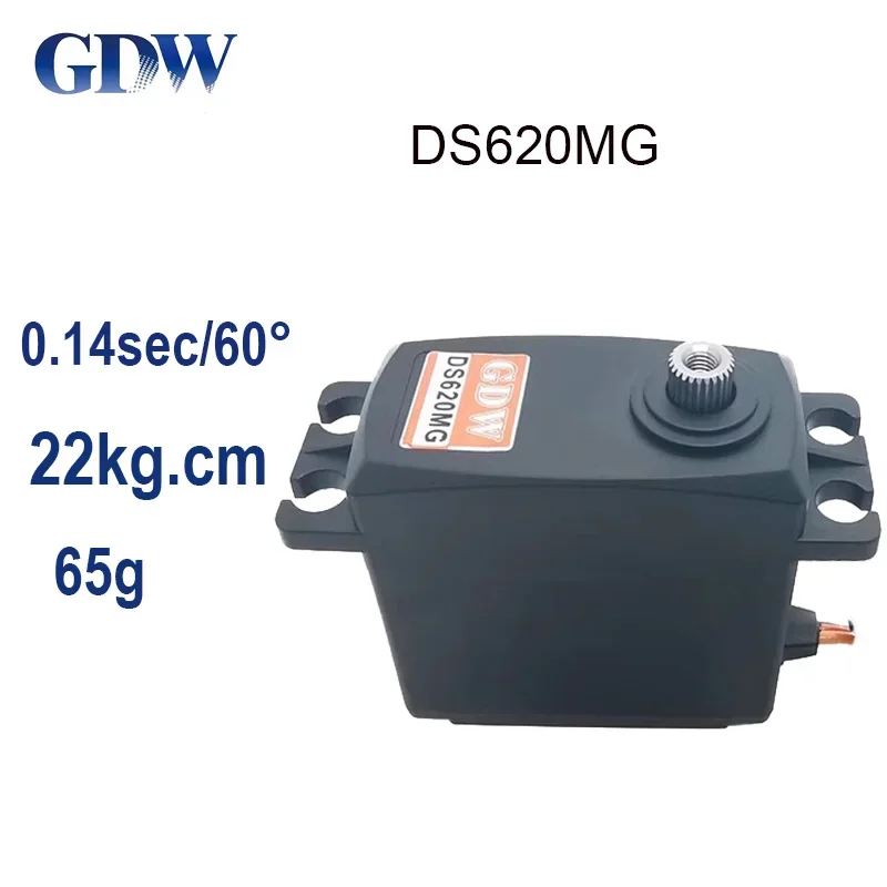 GDW DS620MG Engrenages Métalliques Haute Tension, Servo Numérique Sans Balais Standard, pour Voiture RC 1:8 1:10/Aile de macro/Bateau/Bras Robot Robotique, 22kg