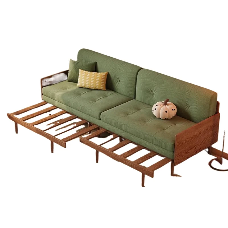 

Full solid wood sofa bed, living room small apartment Internet celebrity folding dual-purpose multi-function