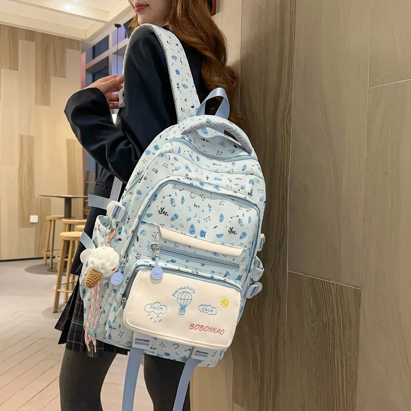 traveasy-brand-2026-new-cute-ins-style-casual-school-bag-teen-adult-nylon-with-pendant-pattern-details-casual-school-bag