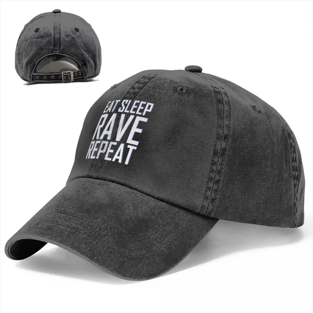 Vintage Eat Sleep Rave Repeat Festival Gift Idea Baseball Caps Unisex Style Distressed Washed Sun Cap Outdoor Workouts Caps Hat