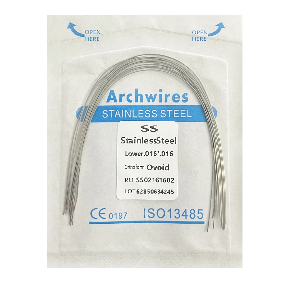 10pcs Dental Orthodontic Wire NITI Stainless Steel Round/Rectangular Wire Ovoid Form Dentist Material Dental Arch Upper Lower