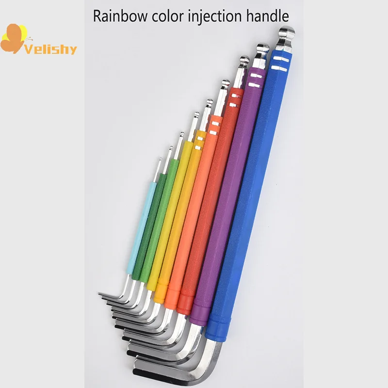 ألين مفتاح مجموعة L وجع عدة ل ألين المسمار 9 قطعة الذراع الطويلة عرافة مفتاح مجموعة 1.5 مللي متر إلى 10 مللي متر مسدس المفك أدوات يدوية لإصلاح الدراجة #5