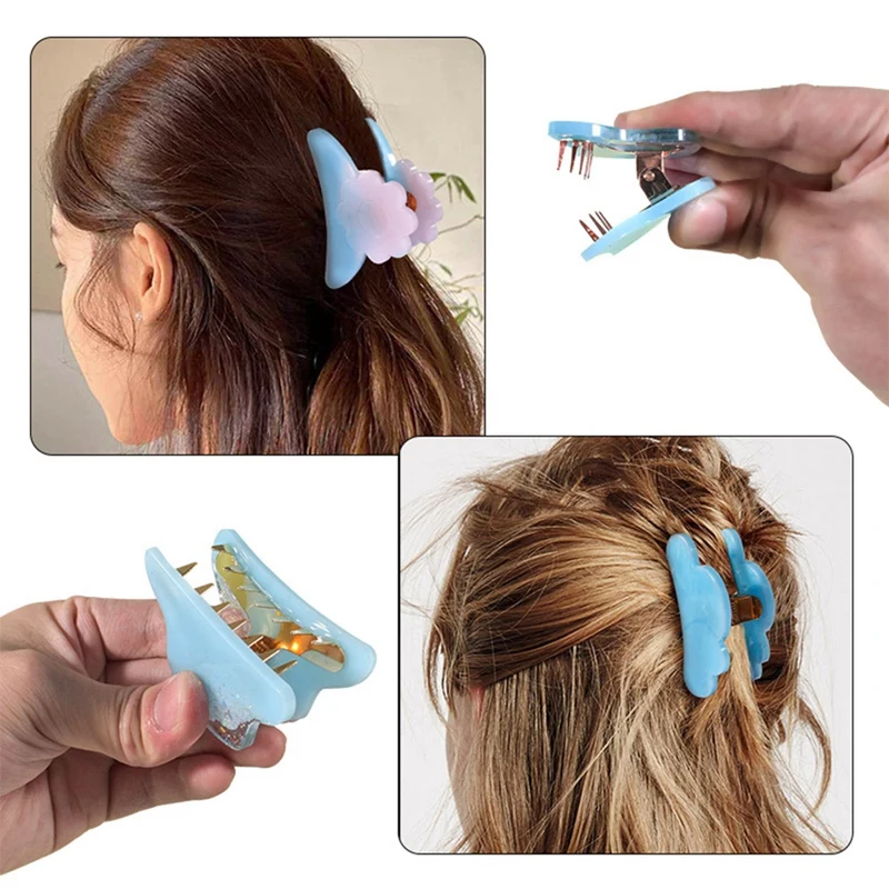 Silicone Resin Mould, 2 Pieces Small Hair Clip Epoxy Mould With 6 Pieces Metal Hair Clips, DIY Jewelry,Ladies,Thin Hair