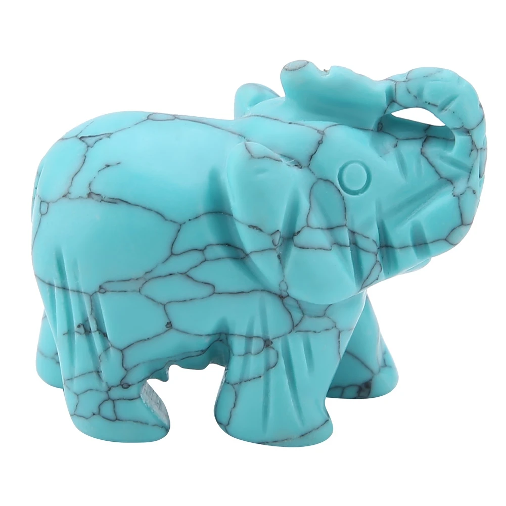 1.5inch Natural Stone Carved Elephant Crystal Figurine Home Decoration Furnishing Article