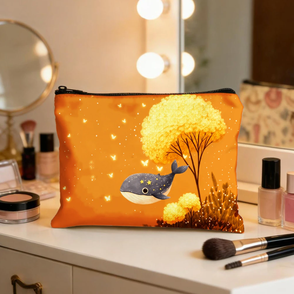Whale Tree Stars Night Sky Makeup Bags for Women's Cosmetic Pouch Toiletry Bag Pencil Case Travel Storage