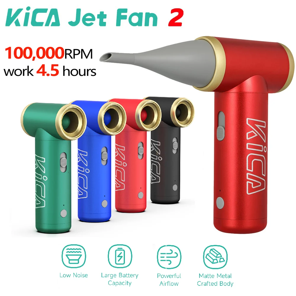 

100000RPM KICA Jetfan 2 Air Blower Portable Turbo Fan Compressed Air Duster Wireless Computer Keyboard Cleaner for Camera Lens