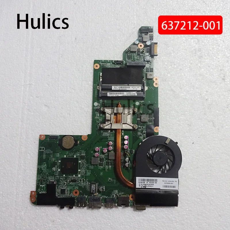 Hulics Used 637212-001 Fit For HP DV6 DV6-3000 Motherboard I3-370M CPU DALX6HMB6C0 With Heatsink And Fan