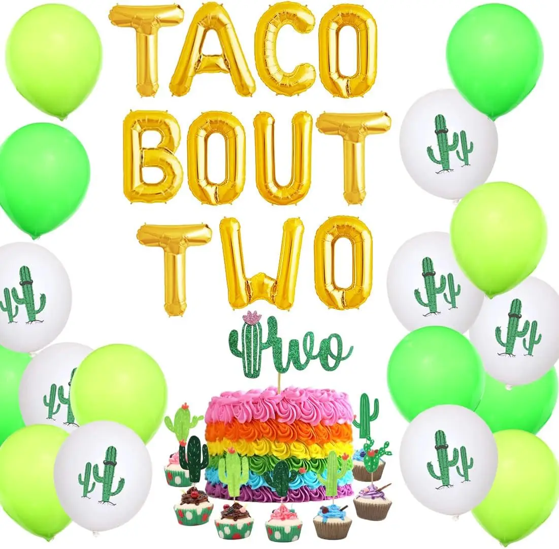 

Joymemo Fiesta 2nd Birthday Party Decorations Mexican Taco Bout Second Birthday Party Kit Cactus Balloons Cake Toppers