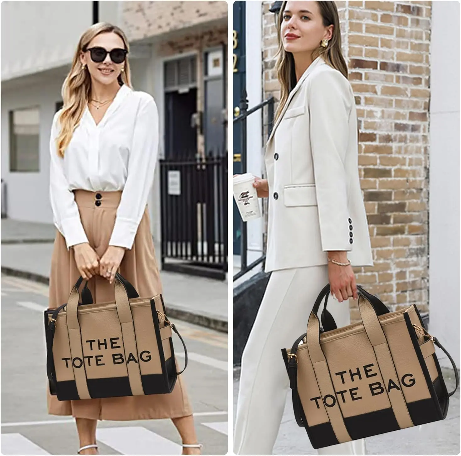 1/2/4PCS Double Patchwork Color PU Letter Bag Women Women\'s Bag Single Shoulder Crossbody Fashion Handbag Tote Bag Tote Bag